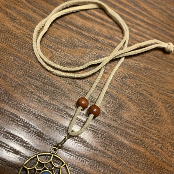 Long Blue Suede Dream Catcher Necklace 24" ONE OF A KIND HANDMADE NWOT - Picture 3 of 5